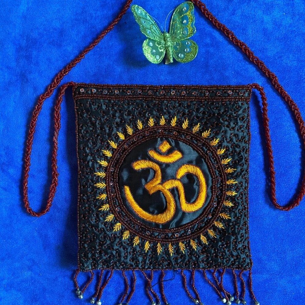 Handmade Embroidered OM Symbol Bag – Boho Purse – Spiritual Festival Gift